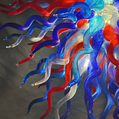 Red and blue handmade colored glaze chandelier home lighting