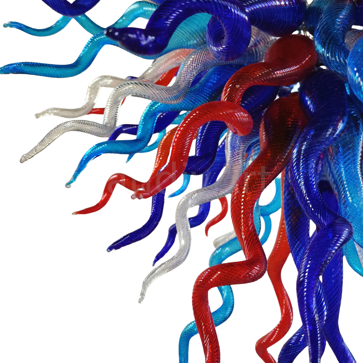Red and blue handmade colored glaze chandelier home lighting
