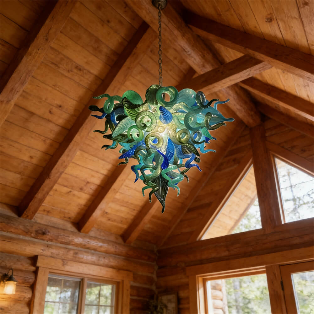 Custom design art blown glass chandelier handmade DIY lighting