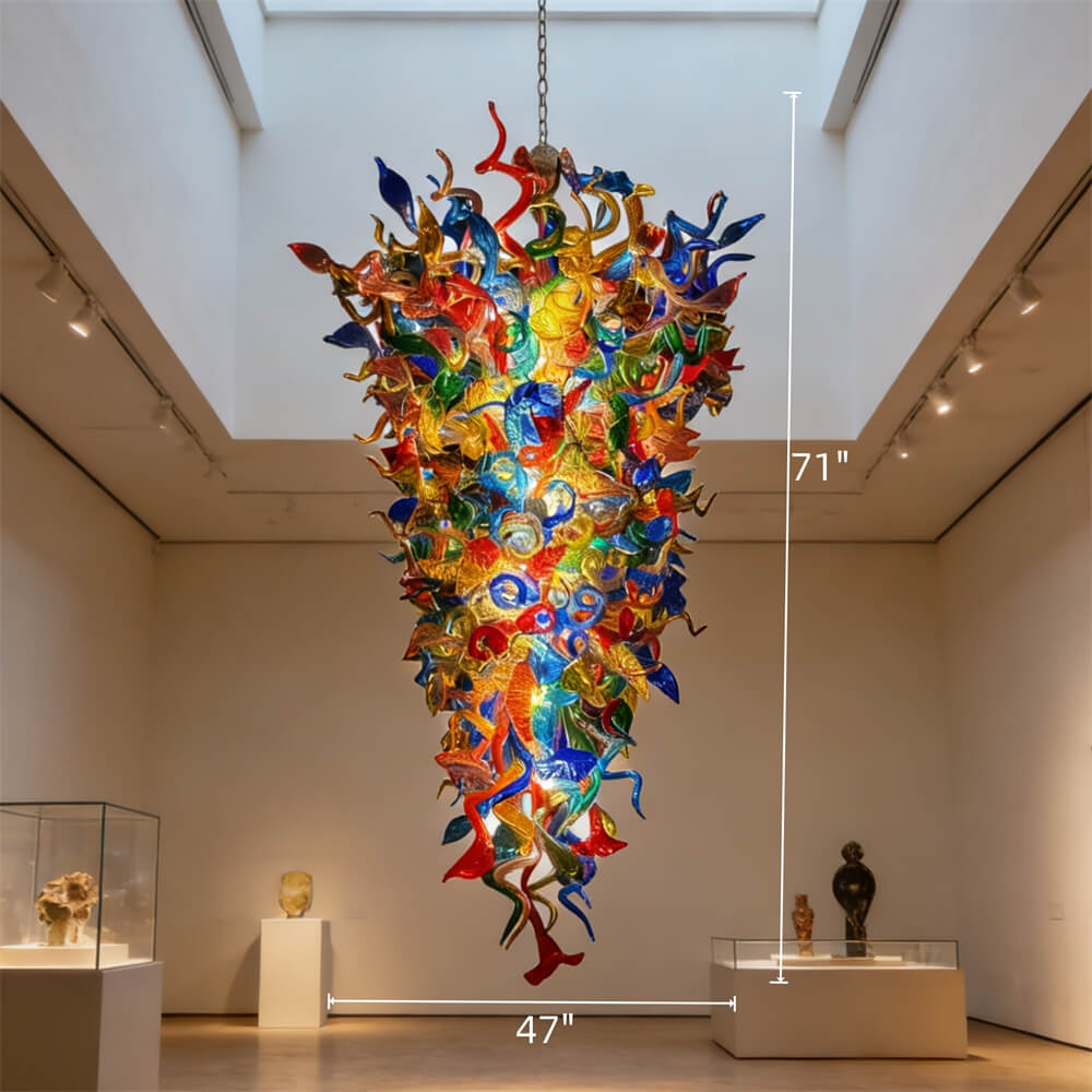 Luxury multicolor hand made glass villa chandelier colored glaze