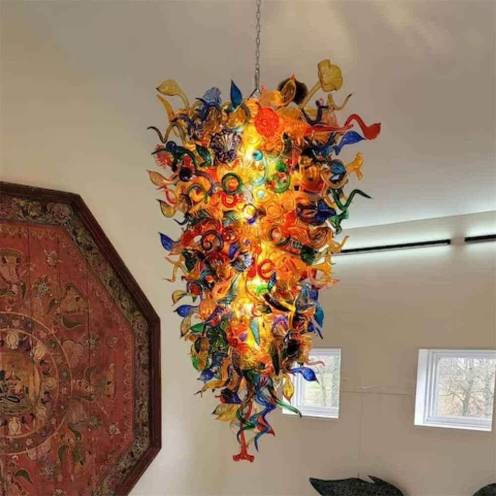 Luxury multicolor hand made glass villa chandelier colored glaze