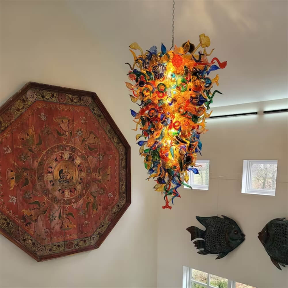 Luxury multicolor hand made glass villa chandelier colored glaze