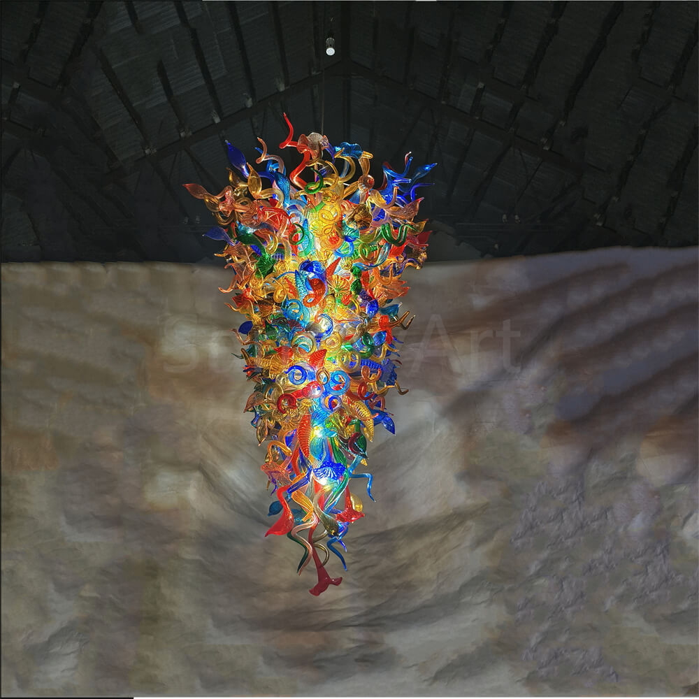 Luxury multicolor hand made glass villa chandelier colored glaze