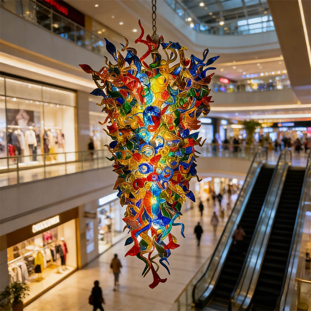 Luxury multicolor hand made glass villa chandelier colored glaze