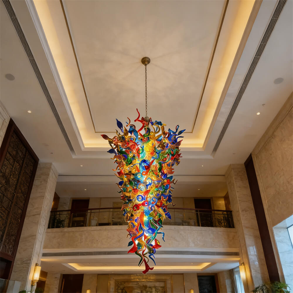 Luxury multicolor hand made glass villa chandelier colored glaze