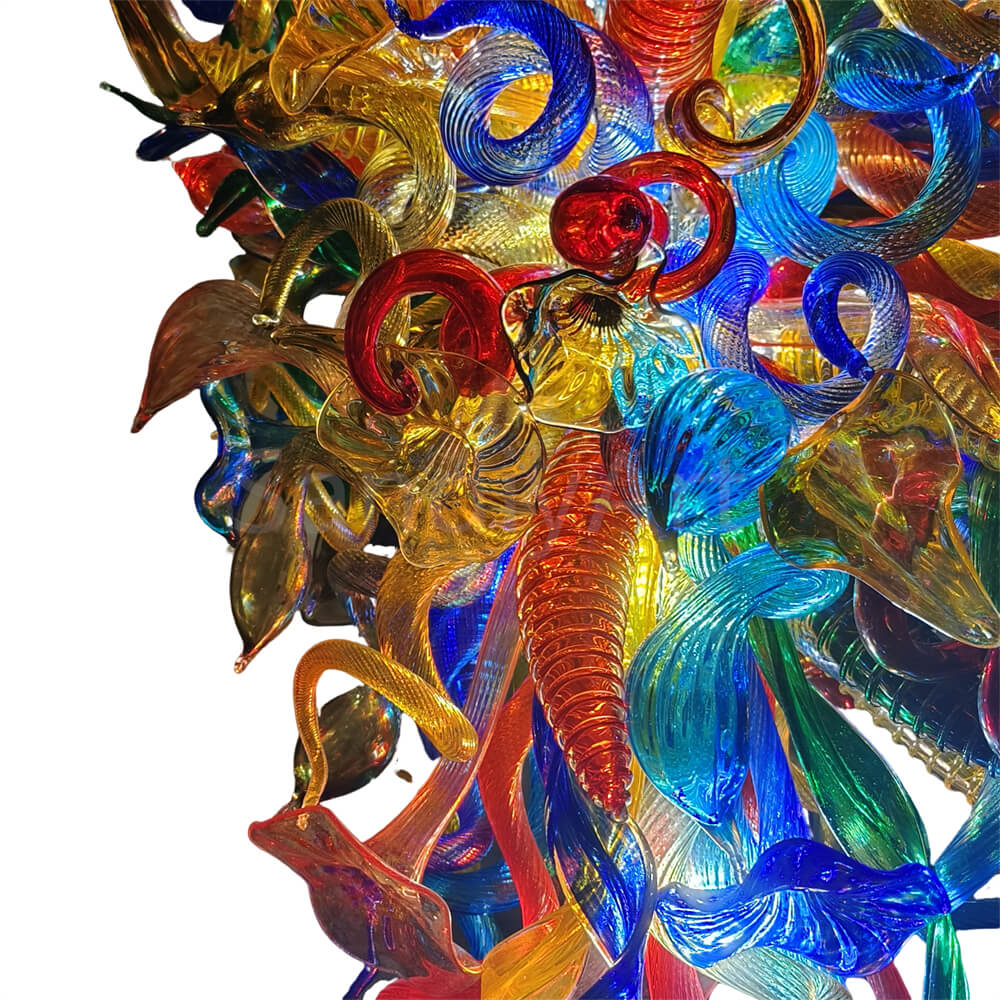 Luxury multicolor hand made glass villa chandelier colored glaze