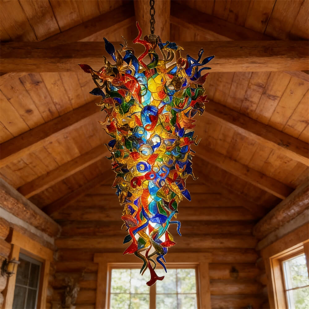 Luxury multicolor hand made glass villa chandelier colored glaze