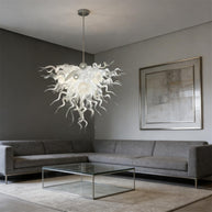Modern design hand made clear and white blown glass chandelier