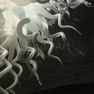 Modern design hand made clear and white blown glass chandelier