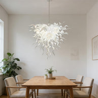 Modern design hand made clear and white blown glass chandelier