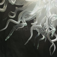 Modern design hand made clear and white blown glass chandelier
