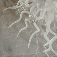 Modern design hand made clear and white blown glass chandelier