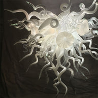 Modern design hand made clear and white blown glass chandelier