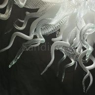 Modern design hand made clear and white blown glass chandelier