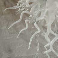 Modern design hand made clear and white blown glass chandelier