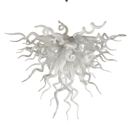 Modern design hand made clear and white blown glass chandelier