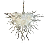 Modern design hand made clear and white blown glass chandelier