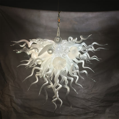 Modern design hand made clear and white blown glass chandelier