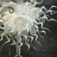 Modern design hand made clear and white blown glass chandelier