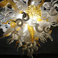 Gold and white color blown art glass chandelier luxury style