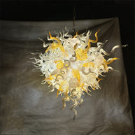 Gold and white color blown art glass chandelier luxury style