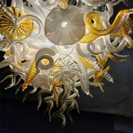 Gold and white color blown art glass chandelier luxury style
