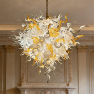 Gold and white color blown art glass chandelier luxury style