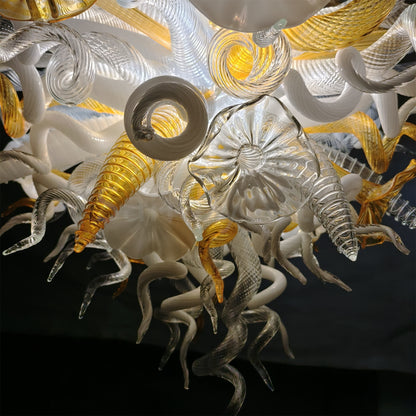 Gold and white color blown art glass chandelier luxury pendant lamp