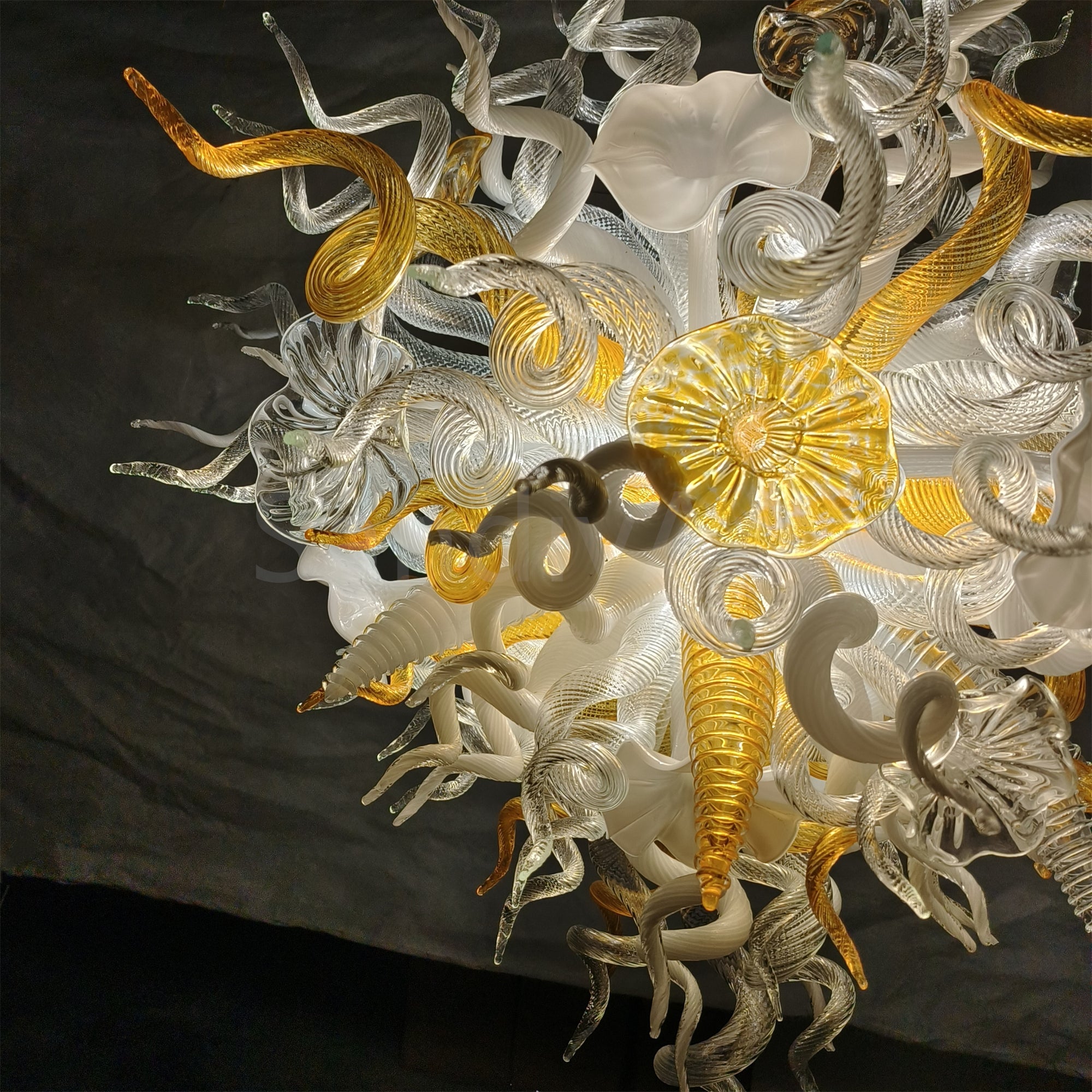 Gold and white color blown art glass chandelier luxury pendant lamp