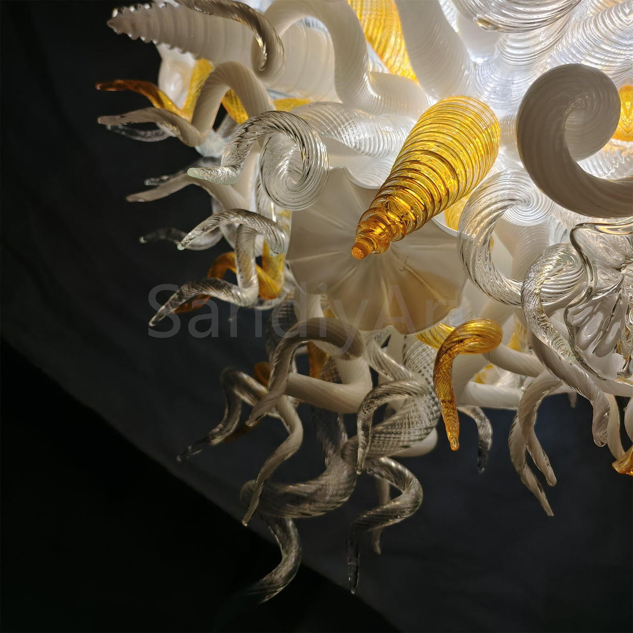 Gold and white color blown art glass chandelier luxury pendant lamp