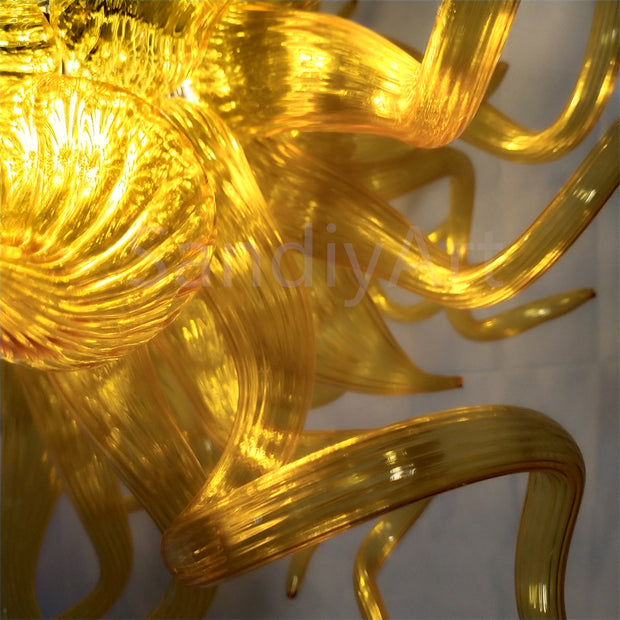 Amber color hand made diy blown glass chandelier for bed room, desk room lighting decoration