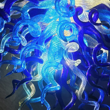 Blowing glass blue chihuly style chandelier cost