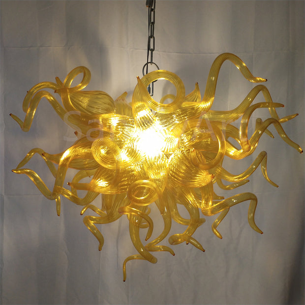 Amber color hand made diy blown glass chandelier for bed room, desk room lighting decoration