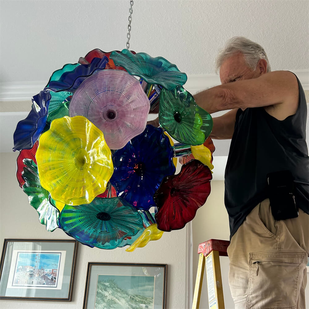 China manufacturer blown glass floral glass chandelier