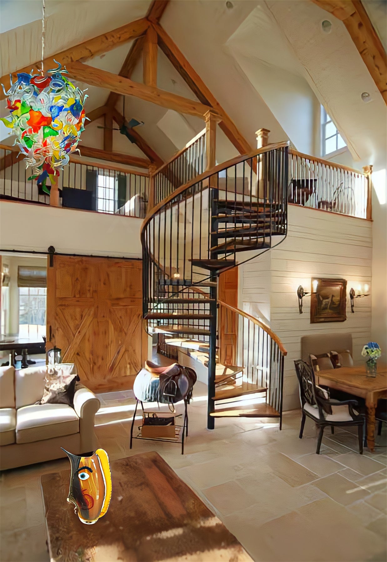 Hand made blown glass chandelier tulip staircase decoration