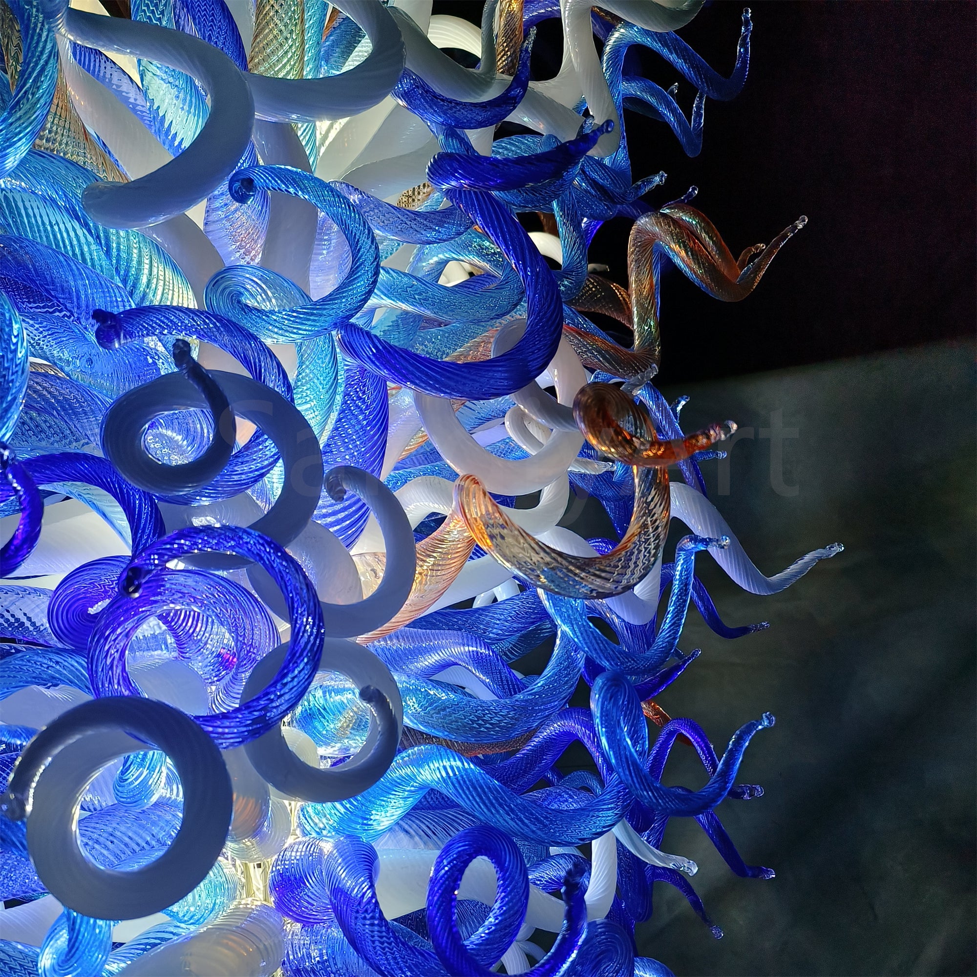 200cm big hotel glass gooseneck chandelier project luxury art lighting custom