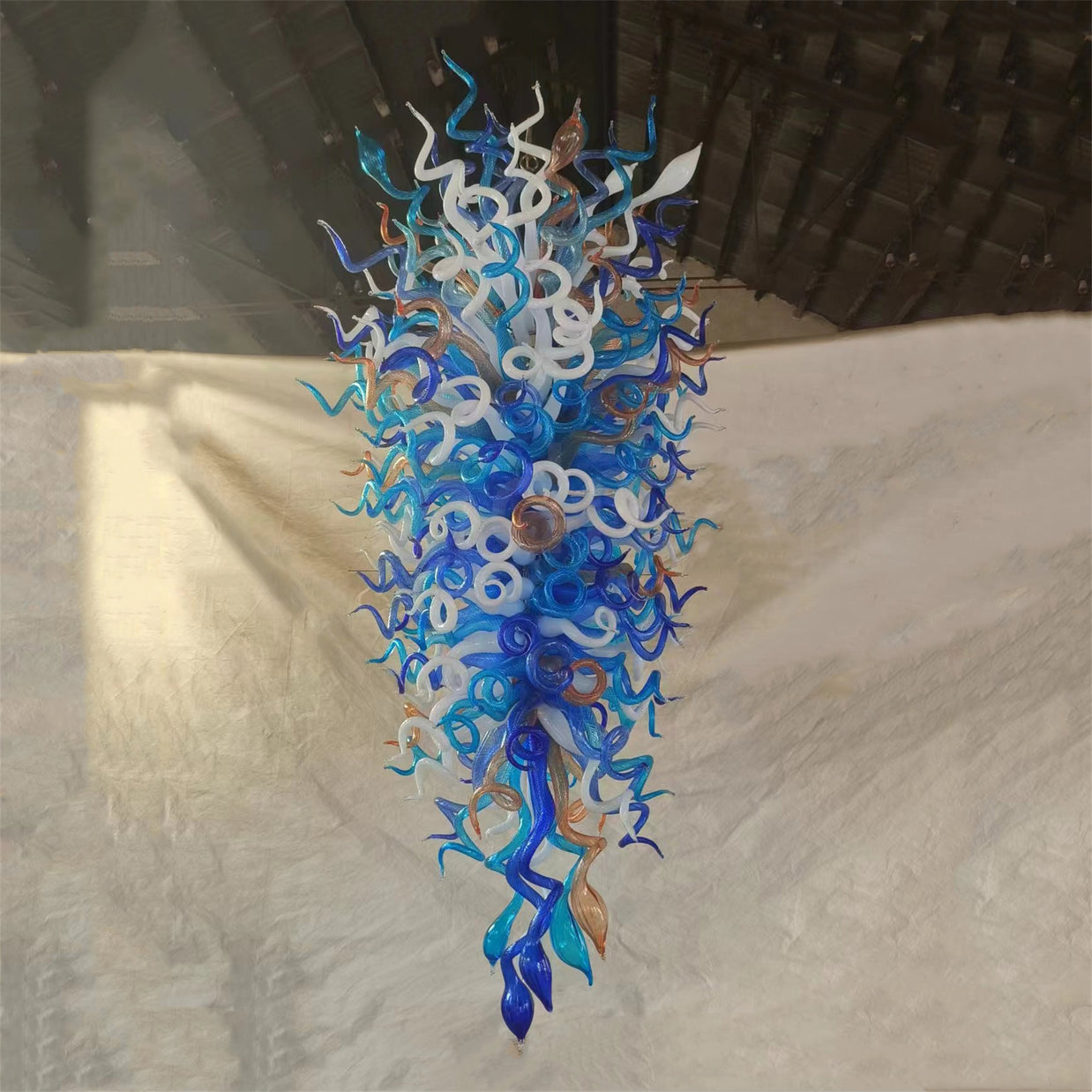 200cm big hotel glass gooseneck chandelier project luxury art lighting custom
