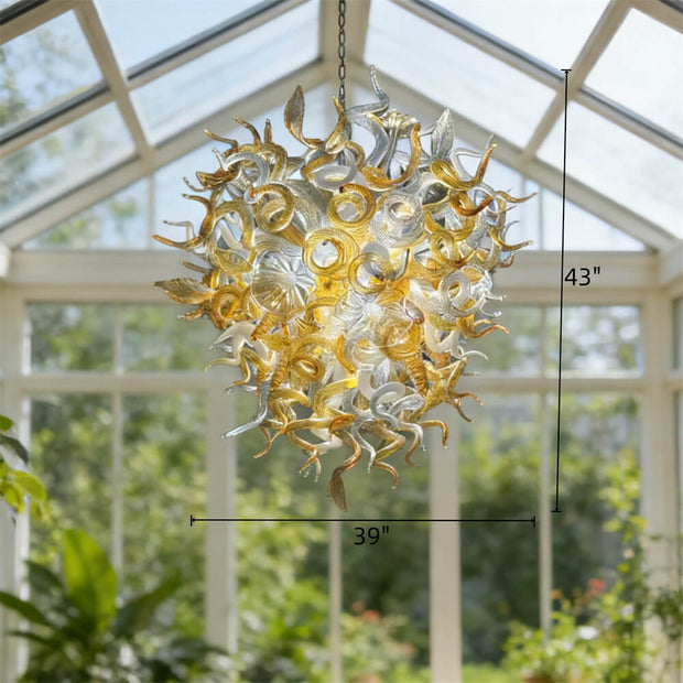 Luxury hand DIY blown glass gold foyer chandelier
