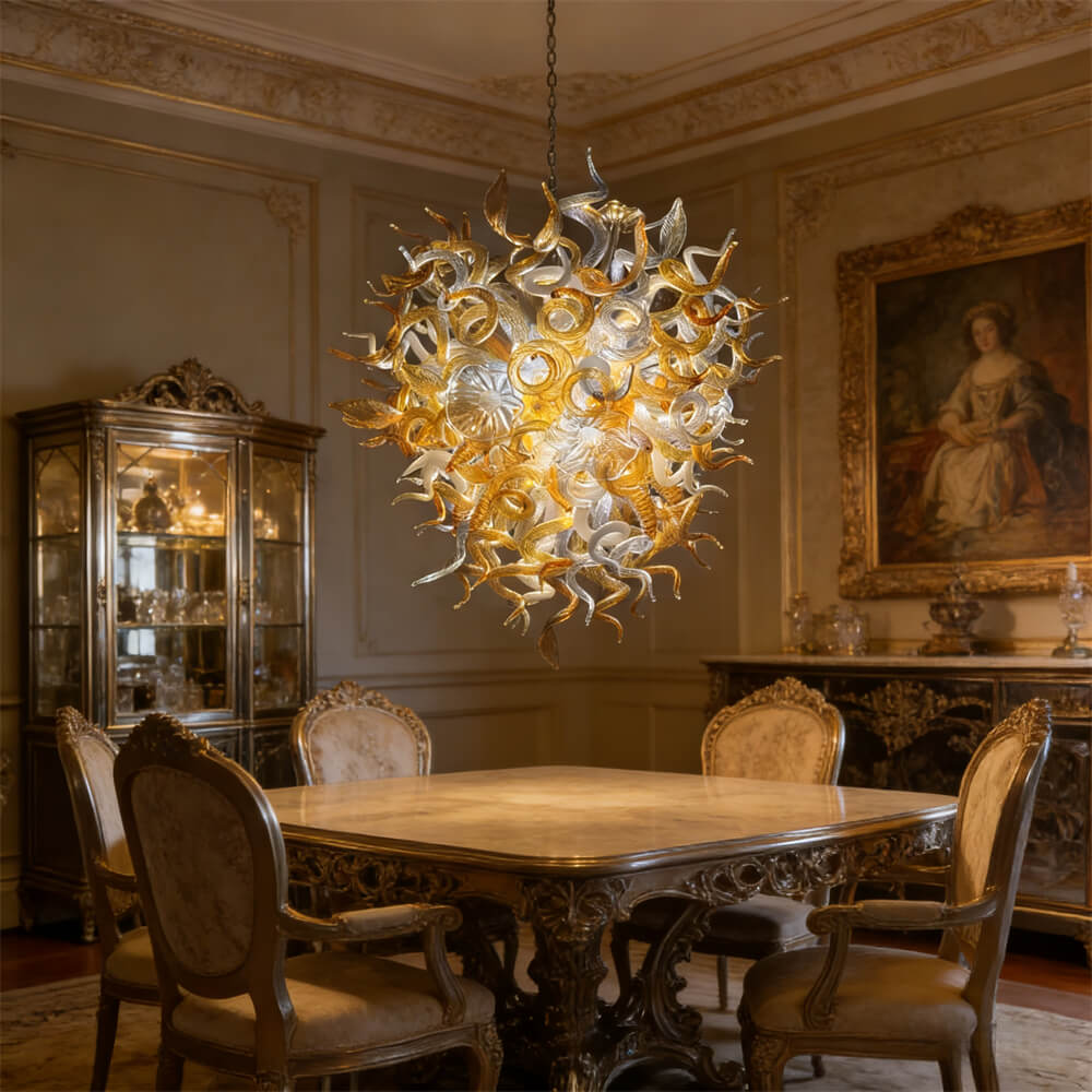 Luxury hand DIY blown glass gold foyer chandelier