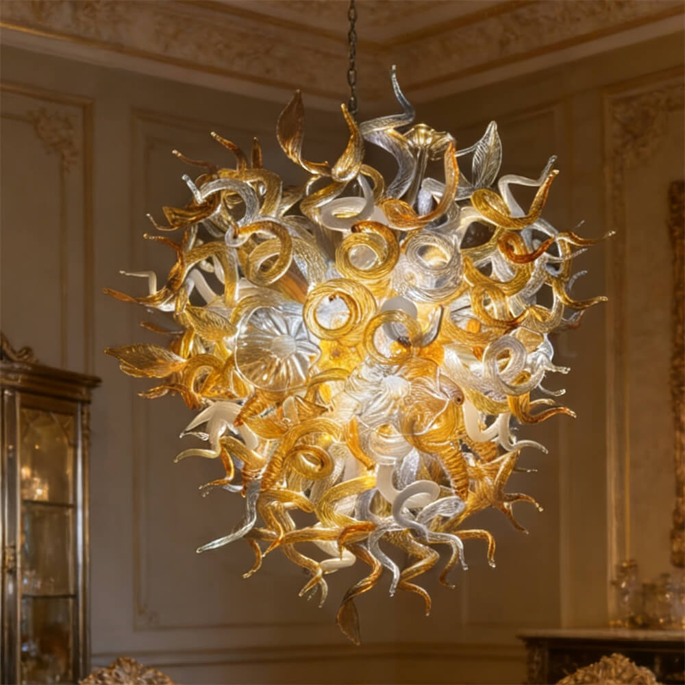 Luxury hand DIY blown glass gold foyer chandelier