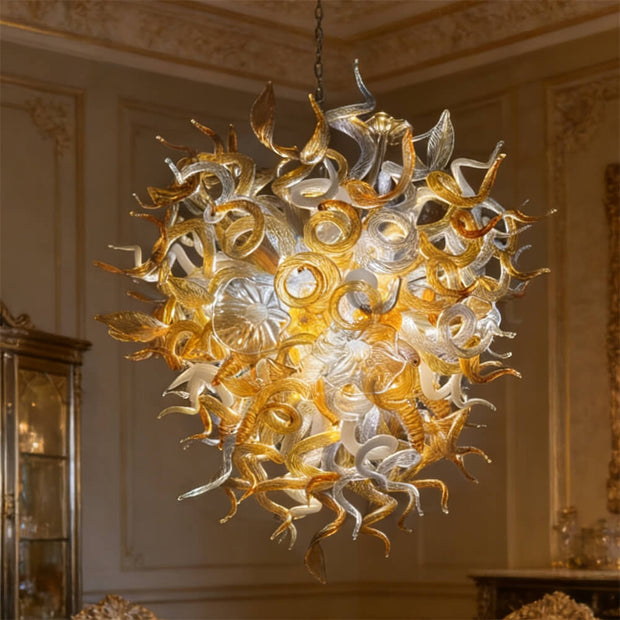 Luxury hand DIY blown glass gold foyer chandelier
