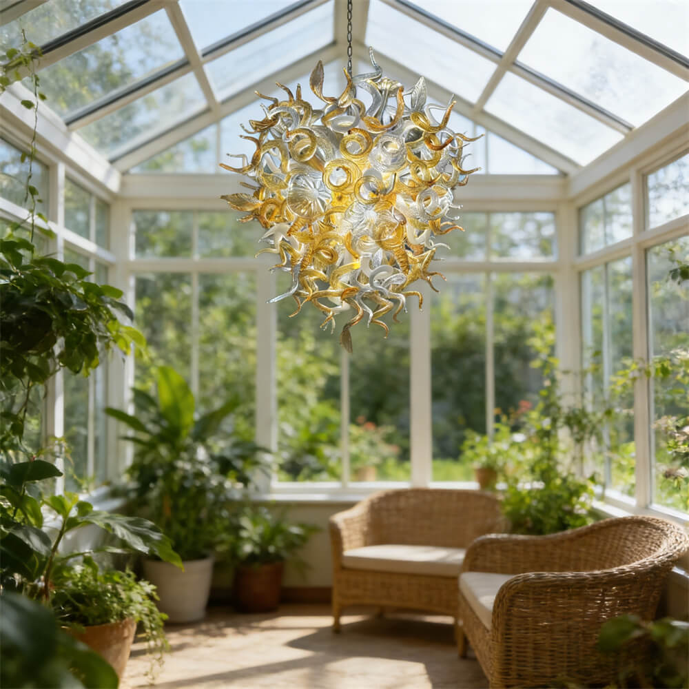 Luxury hand DIY blown glass gold foyer chandelier