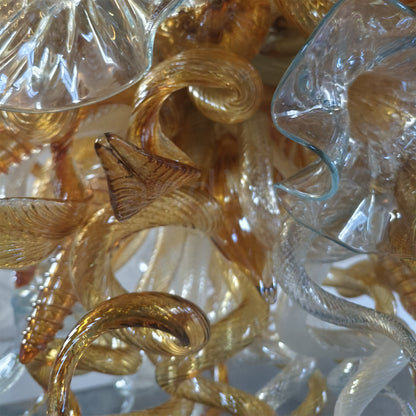 Luxury hand DIY blown glass gold foyer chandelier
