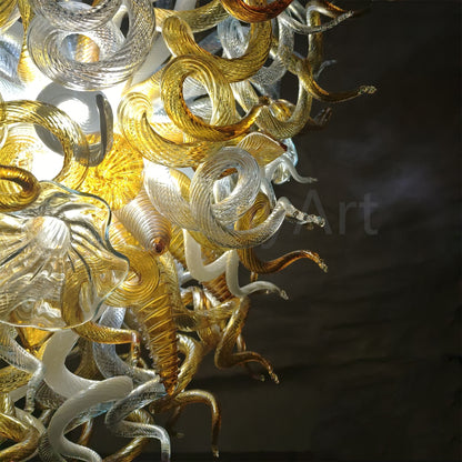 Luxury hand DIY blown glass gold foyer chandelier