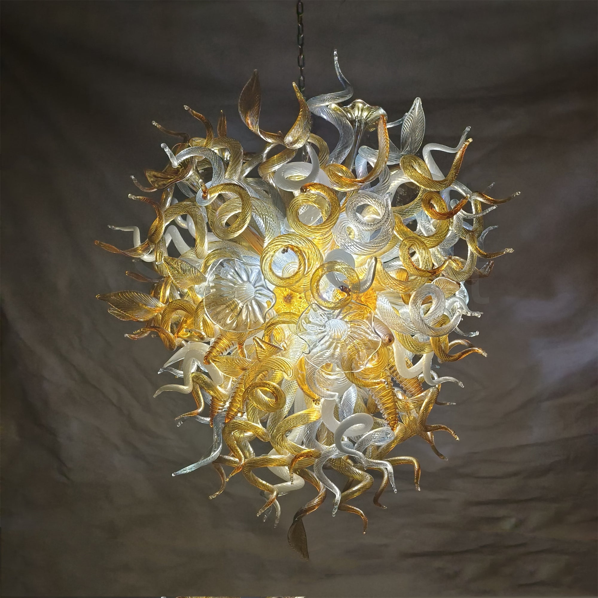 Luxury hand DIY blown glass gold foyer chandelier