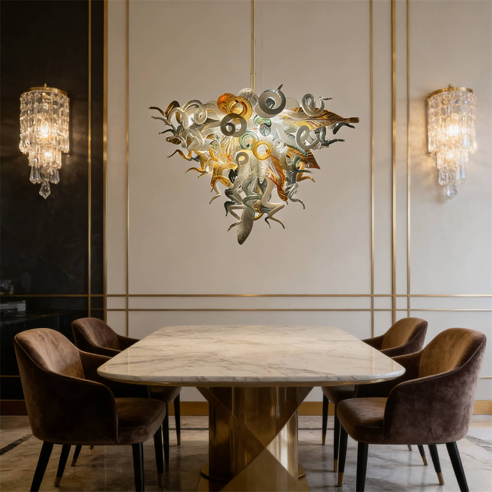 Modern luxury art mouth blown glass chandeliers for dining room