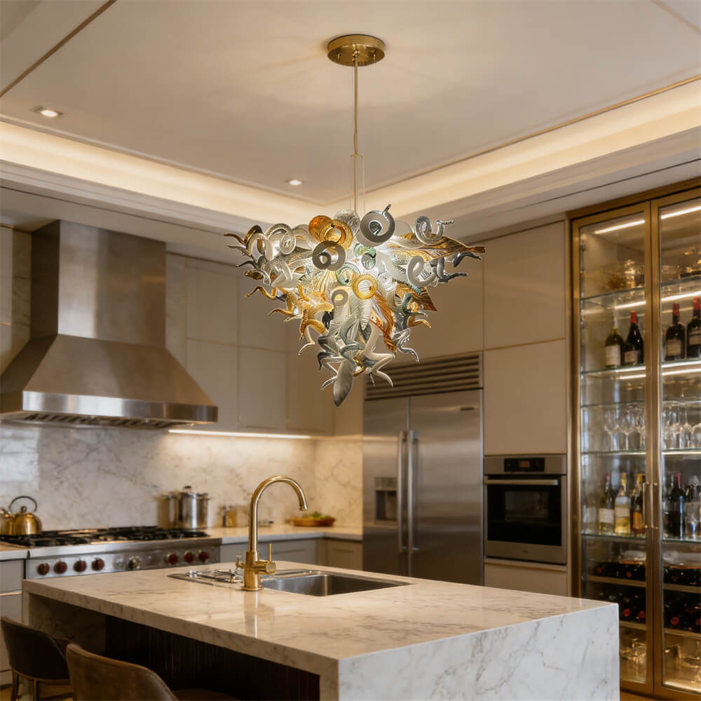 Modern luxury art mouth blown glass chandeliers for dining room