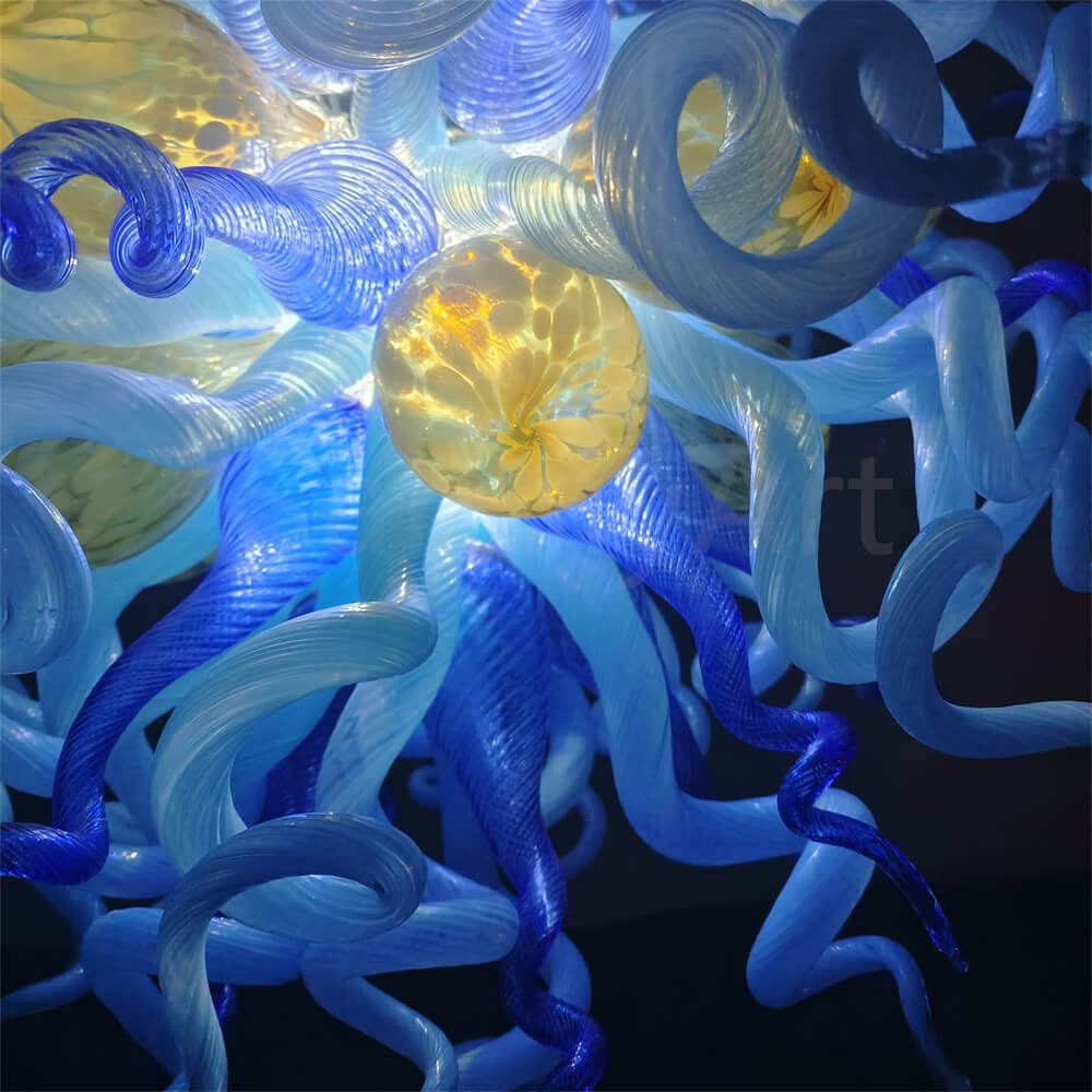 Hand made blown blue color foyer chandelier modern