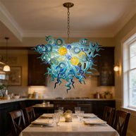 Hand made blown blue color foyer chandelier modern