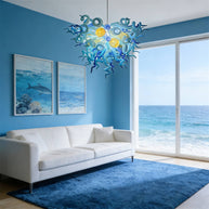 Hand made blown blue color foyer chandelier modern